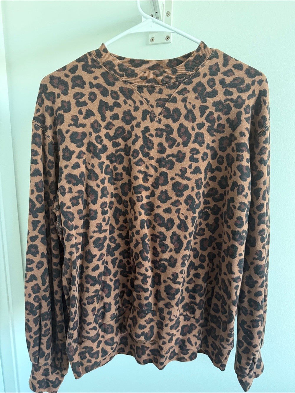 Abercrombie Leopard Print Crewneck Sweater - Brown/Black